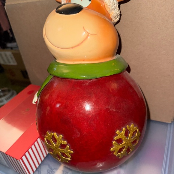 Festive Reindeer Figurine with Red and Green Accents Hanging - Picture 3 of 4